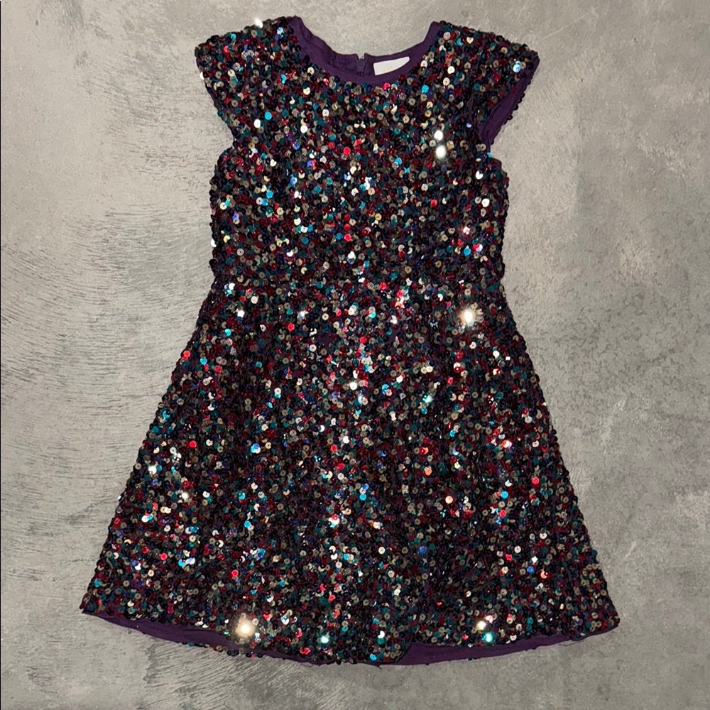 Mini Boden Pink and Blue A-line Flutter Sleeve Dress
